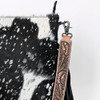 AMERICAN DARLING American Darling Women's Black & White Hairon Cowhide Fringe Messenger Bag 