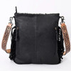 AMERICAN DARLING American Darling Women's Black & White Hairon Cowhide Fringe Messenger Bag 