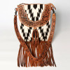 American Darling Tooled Leather Aztec Saddle Blanket Crossbody Bag 