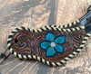 Bar H Equine Turquoise Bloom Tooled Leather Spur Straps