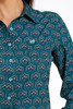Cinch Women's ArenaFlex Teal Print Button Down Western Shirt 