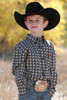 CINCH Cinch Boy's Black Geometric Print Button Down Shirt 
