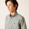 ARIAT Ariat Boy's White Plaid Pro Series Blake Classic Fit Button Down Shirt 