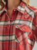 Women's Retro Long Sleeve Boyfriend Fit Flannel Plaid Shirt Burnt Henna
