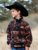 Boy's Black Fleece Print Cinch Pullover