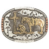 M&F Crumrine Men's Silver Oval Cowboy Prayer Belt Buckle