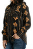 Women's Southwest Print Polar Fleece Shirt Jacket - Black