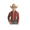 Panhandle Slim Boy's Scarlet Serape Snap Stripe Cotton Shirt