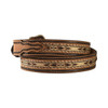 M&F Nocona Men's Brown Distressed Ribbon Inlay & Laced Edge Leather Belt