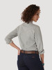 Women's Long Sleeve Western Snap with Stitching on Pocket Denim Shirt Grey