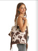 Women's R&R Cow Printed Tote Bag With Fringe Brown (BU43X03645)