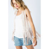 Natural Lace Studded Fringe Vest