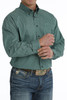 Men's Geometric Print Button-Down Long Sleeve Western Shirt Green