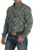 Men's Modern Fit Button-Down Western Shirt Green