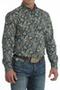 Men's Modern Fit Button-Down Western Shirt Green