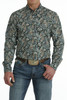 Men's Modern Fit Button-Down Western Shirt Green (MTW1347096)