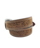 M&F Ariat Men's Brown Western Floral Embossed Double Stitch Leather Belt