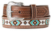 Nocona Western Men's Weave Brown Arrow Beaded Inlay Studded Leather Belt (N210007502)