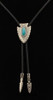 M&F Western Adult Turquoise Arrowhead Leatherette Bolo Tie with Stone