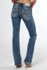 Miss Me Women's Dark Wash Looped In Sparkle Embroidered Midrise Bootcut Jean