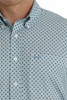 Men's Geometric Print Short Sleeve Arenaflex Button Down Shirt White/Blue