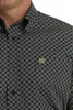 Men's Geometric Print Button-Down Short Sleeve Western Shirt Black/Khaki