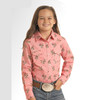 Panhandle Girls Rose Mauve Print Long Sleeve Cotton Snap Shirt (LGN2S04391)