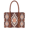 Montana West Wrangler Coffee Southwestern Dual Sided Print Canvas Wide Tote Bag