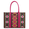 Montana West Wrangler Hot Pink Southwestern Dual Sided Print Canvas Wide Tote Bag