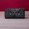 Montana West Black Embroidered Leather Wallet