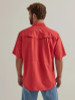 WRANGLER Wrangler Men's Red Performance Snap Short Sleeve Solid Polyester Shirt 