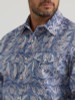 WRANGLER Wrangler Men's Damask Blue 20X Competition Advanced Comfort Long Sleeve Western Snap Cotton Shirt 
