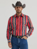 Wrangler Men's Red Flame Checotah Western Long Sleeve Snap Printed Cotton Shirt