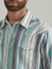 Wrangler Men's Seafoam Stripe Retro Premium Western Snap Print Cotton Shirt