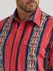 Wrangler Men's Red Checotah Snap Aztec Print Long Sleeve Cotton Shirt