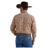 Wrangler Men's Fiesta Orange Checotah Western Snap Print Long Sleeve Cotton Shirt