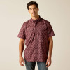 Ariat Men's Burgundy VenTEK Western Aztec Print Short Sleeve Polyester Shirt