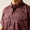 Ariat Men's Burgundy VenTEK Western Aztec Print Short Sleeve Polyester Shirt