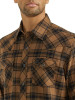 WRANGLER Wrangler Men's Brown Retro Flannel Plaid Western Snap Shirt 