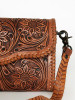 AMERICAN DARLING American Darling Women's Hand Tooled Leather Clutch With Strap 