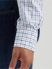 Wrangler Men's White & Blue Cody Johnson Plaid Button Down Shirt