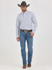 Wrangler Men's White & Blue Cody Johnson Plaid Button Down Shirt