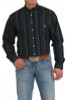 CINCH Cinch Men's Black Vintage Striped Print Button Down Western Shirt 