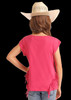 PANHANDLE SLIM Rock & Roll Denim Girl's Pink Fringe & Rhinestones Graphic Tee 