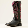Women's Ariat Cattle Caite StretchFit Western Boots - Black Deertan