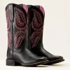 Women's Ariat Cattle Caite StretchFit Western Boots - Black Deertan