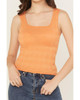 PANHANDLE SLIM Rock & Roll Denim Women's Orange Floral Knit Tank Top 
