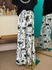 Rockin A Design Women's Black & White Lasso Your Longhorn Tiered Ruffle Pants
