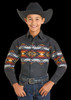PANHANDLE SLIM Panhandle Slim Boy's Black Traditional Aztec Print Border Shirt 