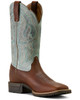Ariat Women's Hybrid Ranchwork Peanut Western Boots - Aqua Blue/Brown
